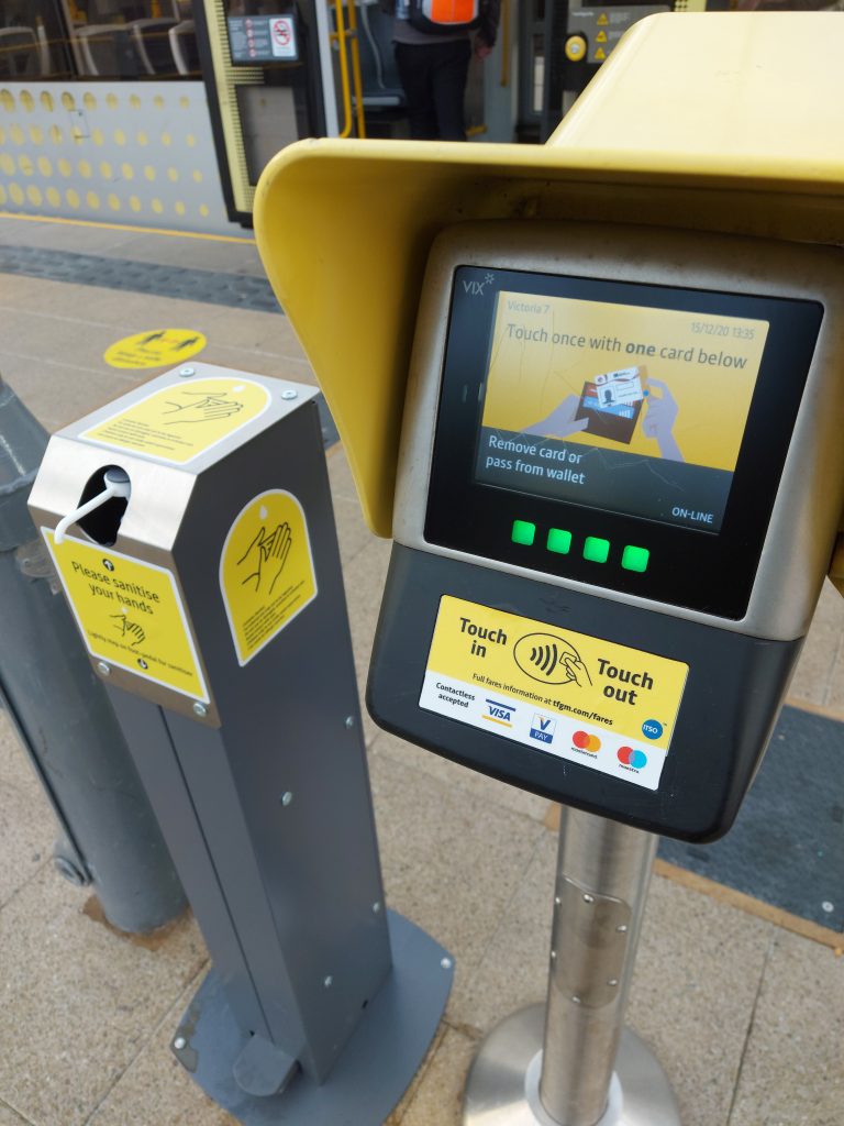 manchester train stations - victoria tram stop contactless reader