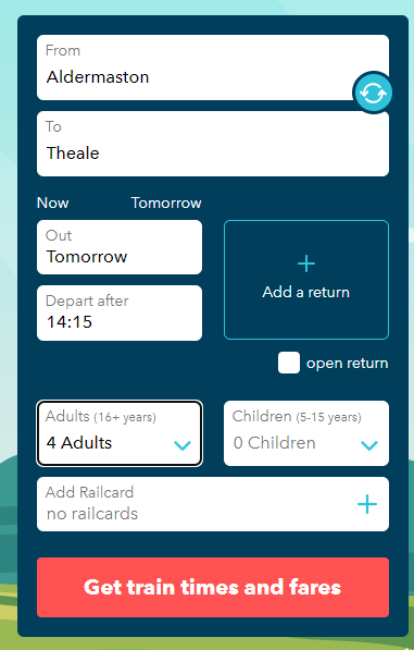 groupsave train tickets: journey selection