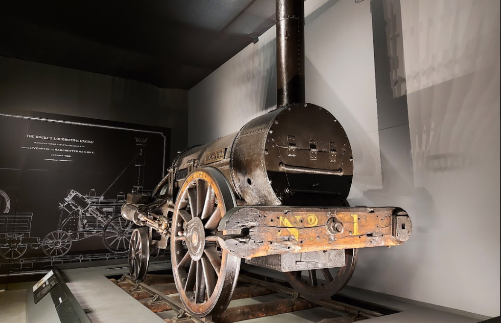 stephenson's original 'rocket' loco, on display at the national railway museum in york