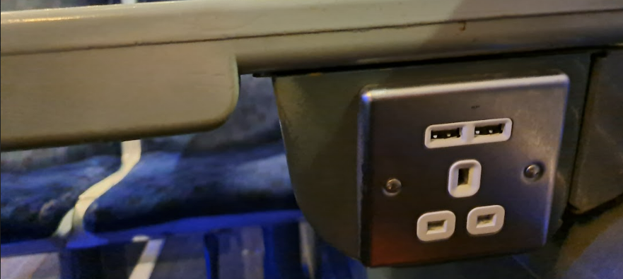 sockets at a table on a class 390