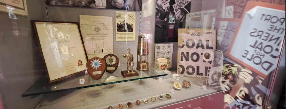 selection of artefacts from miners protests in sheffield
