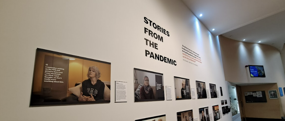weston park museum - display showing a number of stories from the covid pandemic