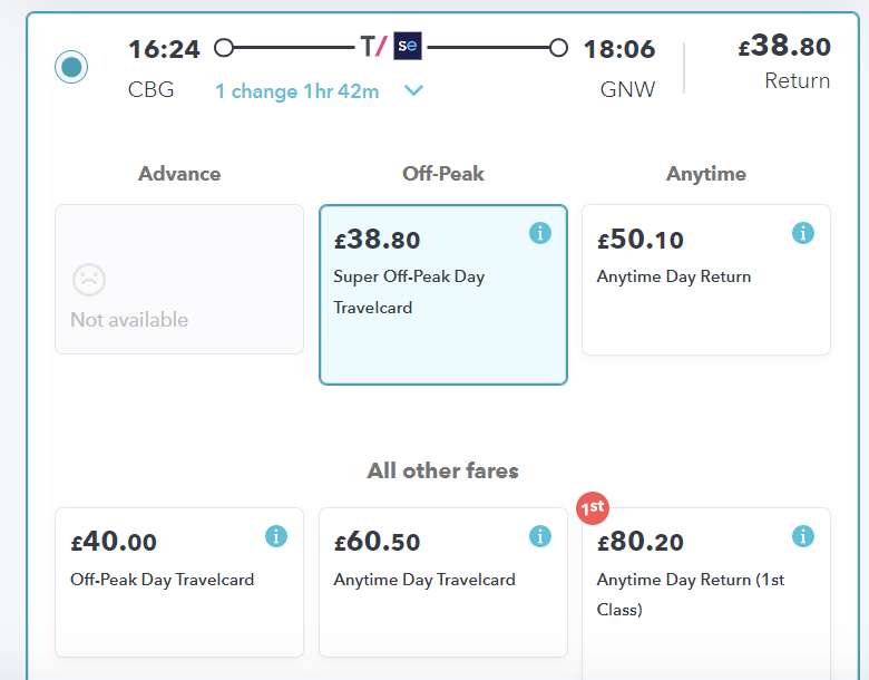 ticket options for getting to the london marathon on the railsmartr site
