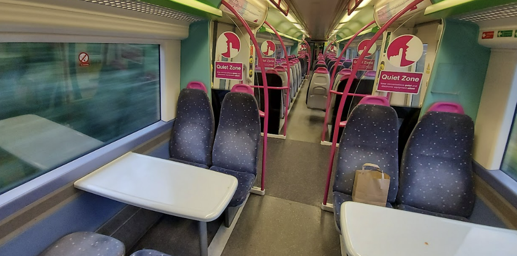 interior of a c2c train from london to southend