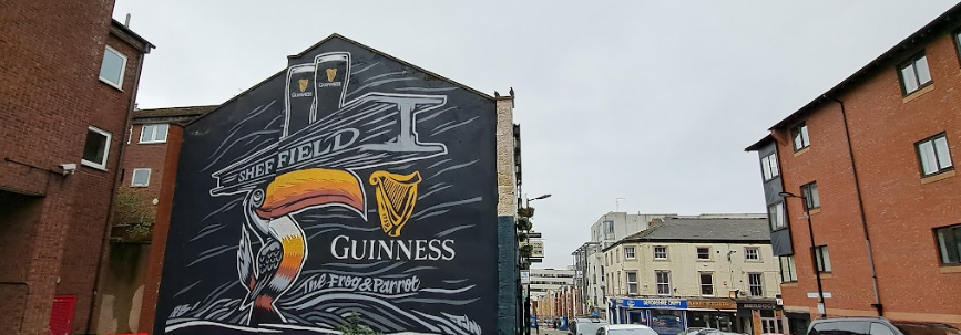 toucan mural advertising guinness, division street, behind the frog and parrot pub