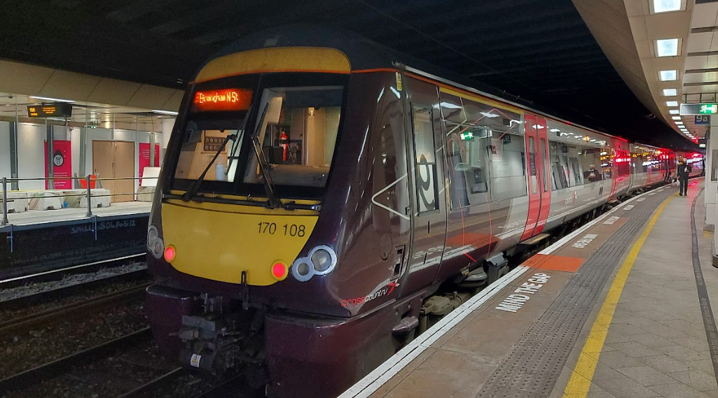 CrossCountry train from Birmingham New Street to Stansted Airport