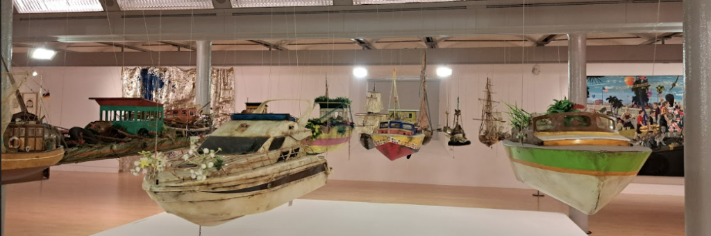 tate liverpool exhibition, showing floating boats