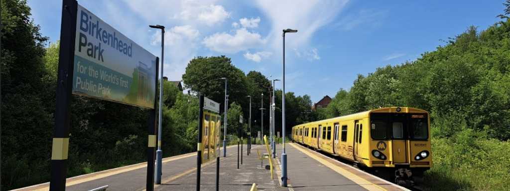 merseyrail train at birkenhead park station