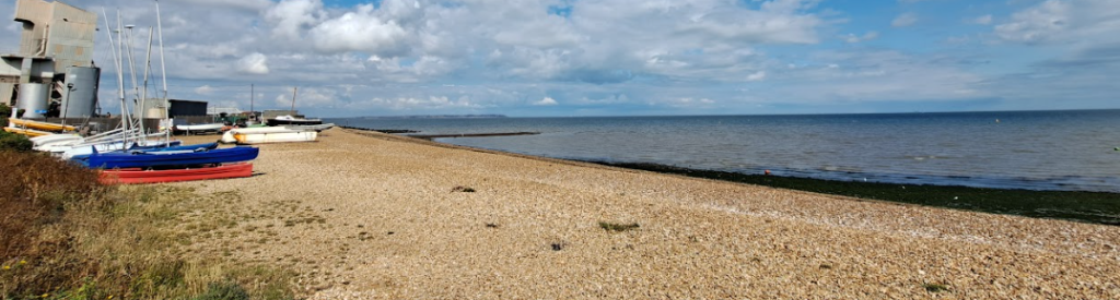 whitstable beach, kent, which can be visited by train