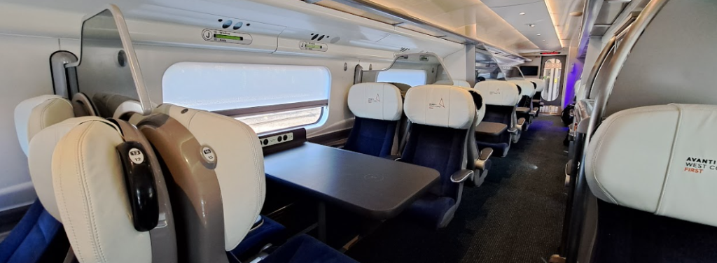 first class carriage on an avanti west coast pendolino train