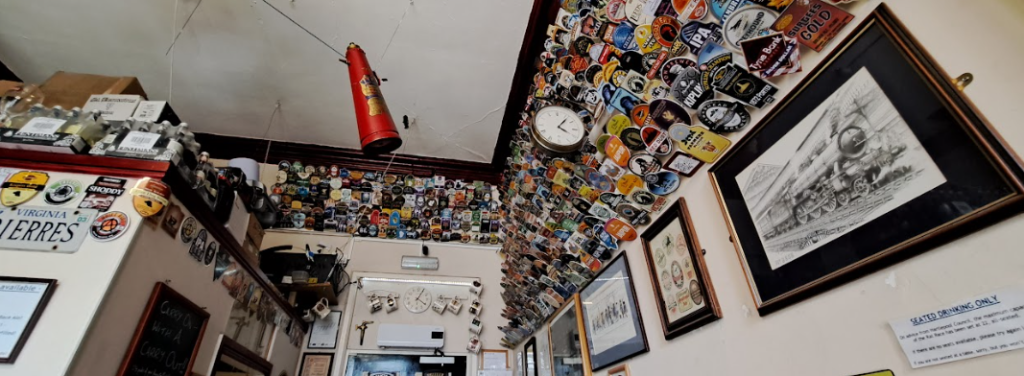hartlepool station pub interior showing beer mats on the ceiling