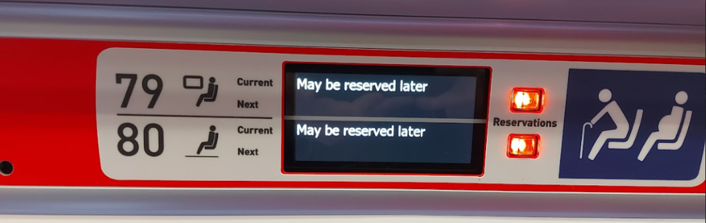 priority seats marked on an lner train