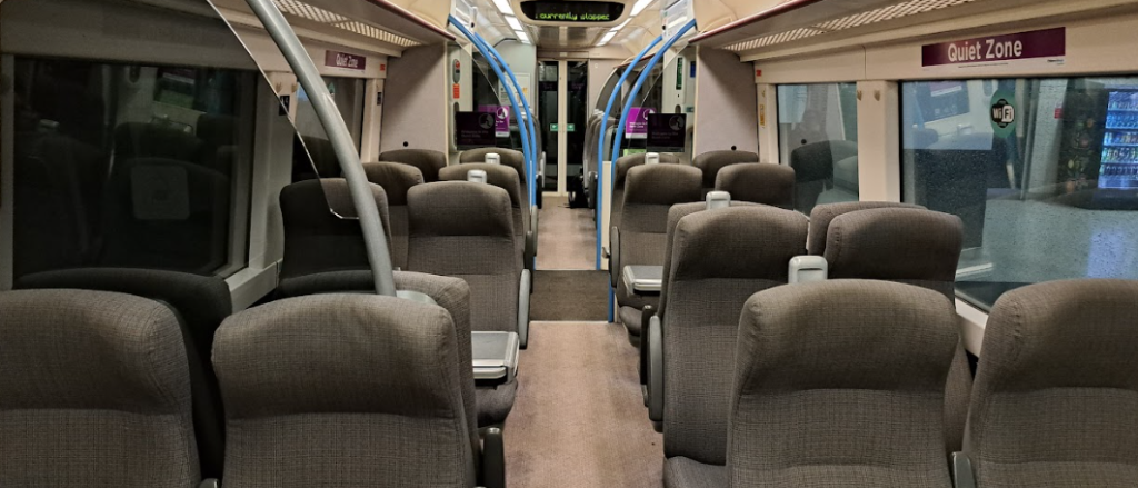interior of chiltern turbostar train on london to birmingham route