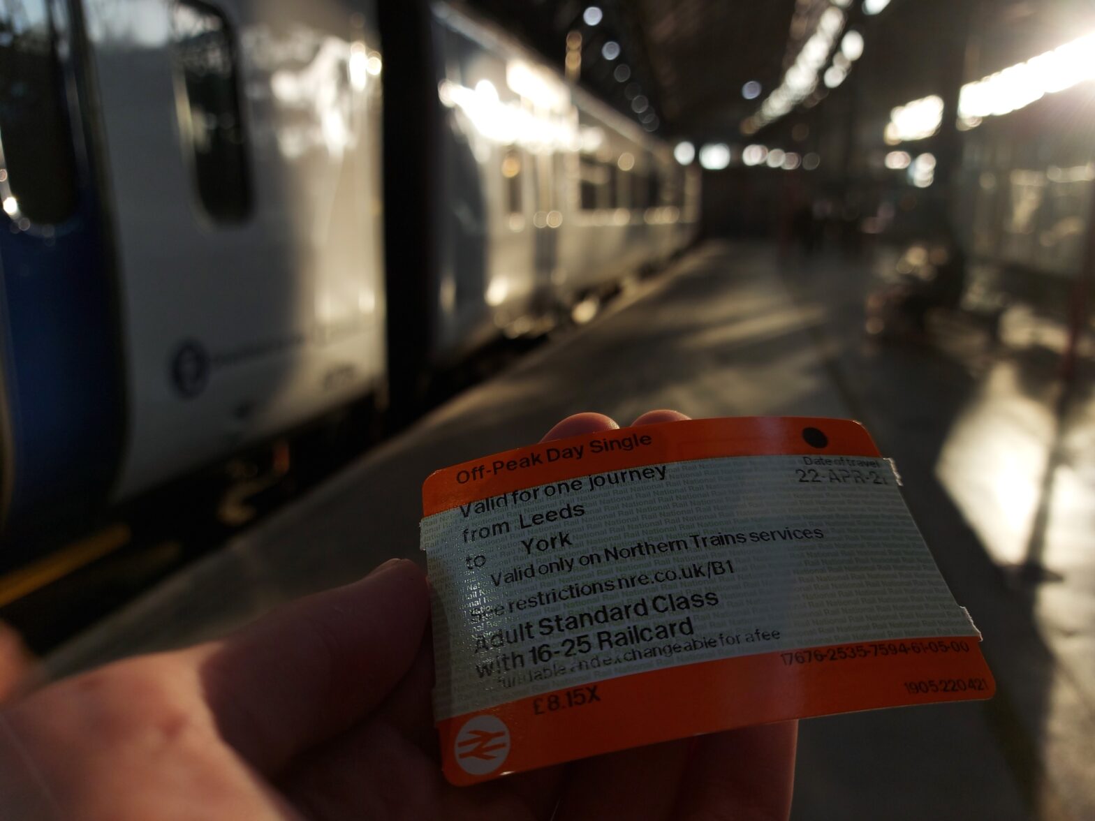 train ticket to illustrate changes to project oval