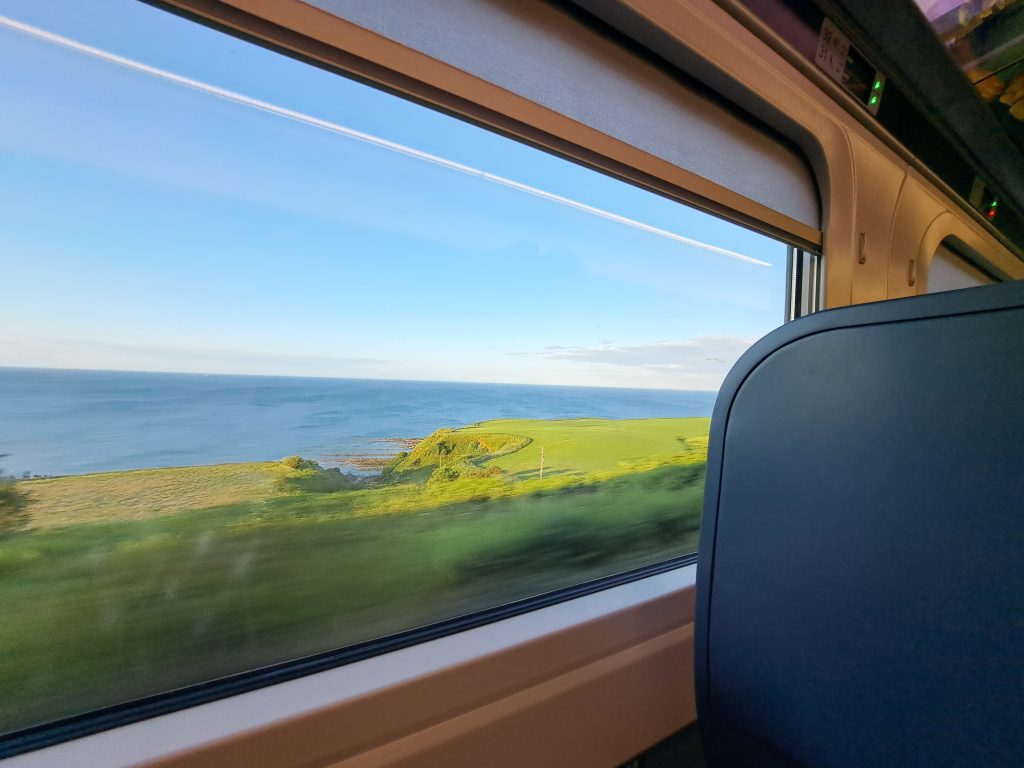 window view from train on east coast mainline