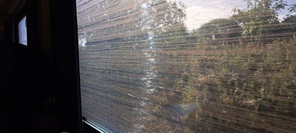 dirt on train window