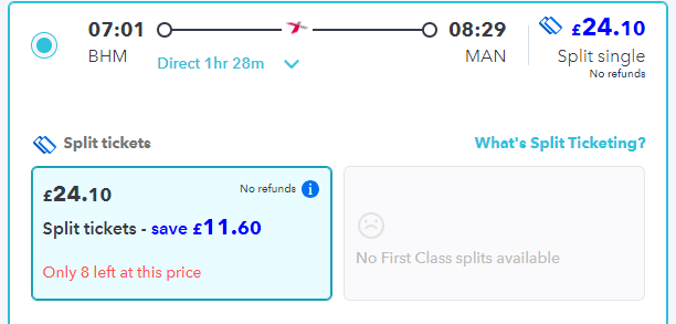 split ticket saving for birmingham to manchester train journey on railsmartr